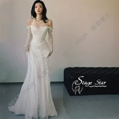 大人気商品★結婚式 イブニングドレス オフショルダー パーティードレス マーメイドワンピース 発表会 成人式 演奏会 前撮り ロング ウェディングドレス 二次会ドレス CLF116P050