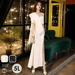 大人気商品★ドレス ホワイト 大人 ピアノ 発表会 ロングドレス 演奏会 演奏会用ドレス ピアノ発表会 結婚式 高校生 パーティードレス フォーマル 大きいサイズ コンクール イブニングドレス ワンショルダー スリット ロング丈CLF116P111