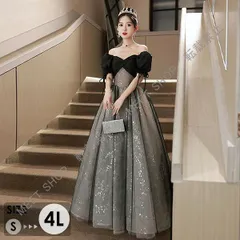 大人気商品★ドレス 大人 ピアノ 発表会 ロングドレス 小さいサイズ オフショルダー 半袖 演奏会 結婚式 母親 黒 イブニングドレス パーティードレス ワンピース 二次会 CLF116P031