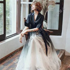 大人気商品★ロングドレス 演奏会 黒 ドレス 大人 ピアノ 発表会 ドレス 大人 Vネック 袖付き フォーマル ワンピース 結婚式 演奏会用ドレス お呼ばれ 二次会 パーティードレス 大きいサイズ ロングドレス 母親 ミセス向けドレスCLF116P152