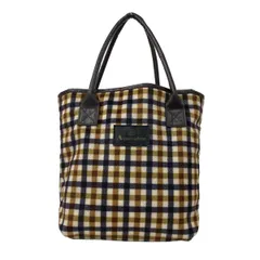 Aquascutum(アクアスキュータム) トートバッグ - ダークブラウン×アイボリー×マルチ チェック柄 ウール、レザー