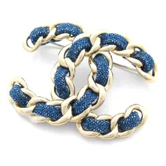 CHANEL(シャネル) ブローチ美品  ココマーク ゴールド×ブルー