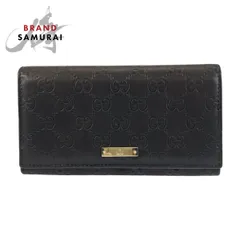 美品 GUCCI グッチ グッチシマ ブラック 黒 ゴールド金具 レザー 244946 長財布 ロングウォレット レディース 505827【中古】