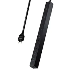 エレコム 電源タップ 10個口 2m マグネット 吊り下げ スリム 雷ガード ほこりシャッター ブラック ECT-2620BK