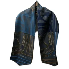 HERMES(エルメス) スカーフ - グレー×ネイビー×マルチ