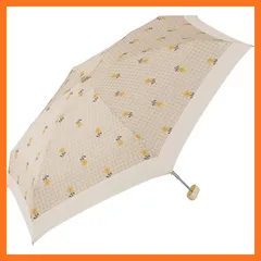 【新品】 Wpc. 折りたたみ傘 プレイドフラワー ミニ ベージュ 雨傘 晴雨兼用 レトロ かわいい おしゃれ 花柄 チェック 韓国 レディース コンパクト 通勤 通学 7852-155-002 1