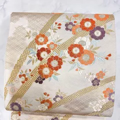 袋帯　唐織　梅花模様　檜垣模様　金糸　着物　041t