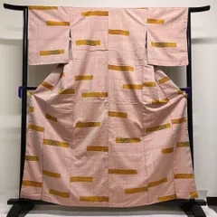 未着用　小紋　紬　横色紙　抽象模様　ブラウン　着物　041t