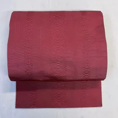 名古屋帯　正絹　博多織　献上柄　ワインレッド　着物　051t