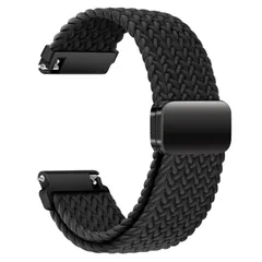 【特価商品】スマートウォッチ 交換ベルト 無段階に調整なマグネットバックル付き 時計交換用バンド 22mm、ナイロン編み伸縮性ベルト バンド (22mm クイックリリース ブラック) [AGUPERFIT]