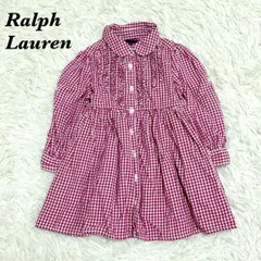 ラルフローレン 現行タグ フリルシャツワンピース　ピンク　80cm