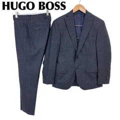 現行【美品】HUGO BOSS スーツセットアップ 44 濃グレー チェック