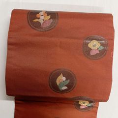 R75-T9開名古屋帯 大太鼓 羅 花柄 夏帯 紺青 着物帯 仕立て上り - メルカリ