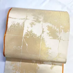 袋帯　正絹　金糸　リバーシブル　変わり市松　市松模様　着物　075tz