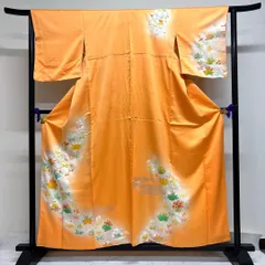 付け下げ　正絹　金彩　銀彩　刺繍　花模様　絵霞　着物　074tz