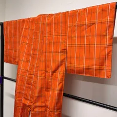 小紋　正絹　アンサンブル　格子模様　絣　市松模様　チェック　着物　074tz