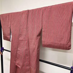 小紋 正絹 紬 縦縞 絣 トールサイズ くすみカラー 着物 072tz - メルカリ