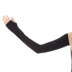 【人気商品】[エコライドワールド] アームカバー UVカット レディース 冷感 日焼け対策 冷感アームカバー 腕カバー 手袋 アームウォーマー (ブラック ロング65㎝) ac-003-01