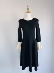 美品★★FOXEYフォクシーKnit Dress(Calla Lily)ニットドレス(カラーリリィ) グレースウール クラシカル フレアスリーブ ブラック38