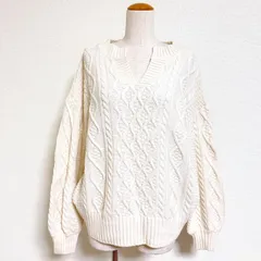 Ray BEAMS ケーブルキーネックプルオーバーニット ゆったりめ オフホワイト FREE