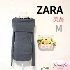 美品 ★ザラ ZARA★ レディース ニットトップス Mサイズ相当 グレー オフショルダー 長袖 スリムシルエット セクシー カジュアル モード 秋冬 古着女子