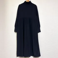 ROSSO アーバンリサーチロッソ タートルネックフレアワンピース ウール混 ウォッシャブルニットワンピース ミモレ丈 ブラック FREE