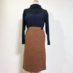 CAROLINA GLASER BLACK 19AW ビスチェレイヤードセットアップ風 異素材ドッキングワンピース モックネック ストレッチ素材スカート ブラック FREEのサムネイル