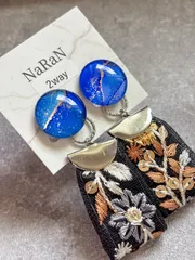 270≫アルコールインクアート【nara】2wayインド刺繍リボンタッセルイヤリング