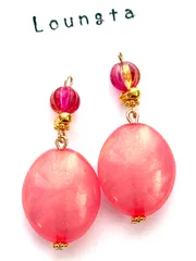 4024チェコビーズピアス 大ぶりピアス 樹脂ピアス