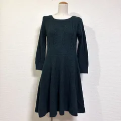 訳ありタグ付 アプワイザーリッシェ 12AW 7分袖 モヘアケーブルワンピース ひざ丈 ニットワンピース フィット&フレアシルエット モスグリーン サイズ2 M ※ペチキャミ欠品