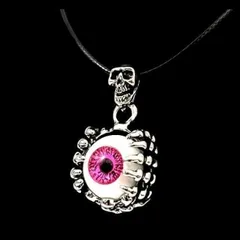 【N078】ネックレス　メンズ　レディース　レッド　赤　ブル―　青　おしゃれ　スカル　アイ　目玉　アクセサリー　ペンダント　ファッション
