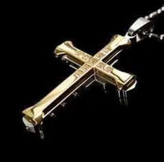 【N082】ネックレス　メンズ   レディース　ゴールド　シルバー　ブラック　ブルー　おしゃれ　クロス　十字架　アクセサリー　ペンダント　ファッション