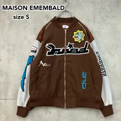 MAISON EMEMRALD メゾンエメラルド スタジャン ジャケット MA-1 ボンバー ジャケット ブルゾン ユニセックス Sサイズ ブラウン 茶色 星 スター 刺繍 ワッペン バイカラー ストリート ヒップホップ 古着風 アウター ★ ◆■