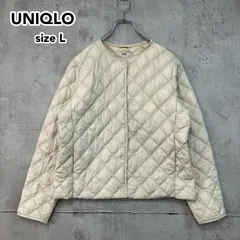 UNIQLO ユニクロ パフテックキルティングジャケット ウォームパデッド L オフホワイト WARM PADDED ノーカラー インナーダウン ダウンジャケット 中綿 レディース 撥水 軽量 保温 防寒 カジュアル ★ ◆■