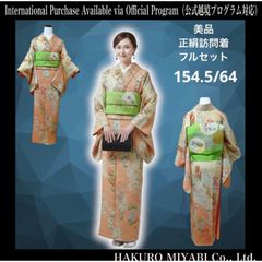 m h【未使用に近い極美品】訪問着フルセット　正絹　袷　宝尽くし　六通袋帯 美品 袷 正絹 友禅 訪問着 フルセット - メルカリ