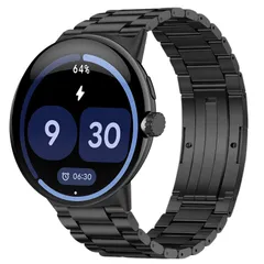 【特価商品】[PONATTENO] 高級チタン合金製 交換バンドFor Google Pixel Watch 4 45mm 用 ウォチバンド 交換ベルト ブラック/シルバー 折りたたみバックル サイズ調整可能 工具付属