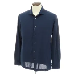 【新品】ザノーネ ZANONE アイスコットン ワイドカラー カジュアルシャツ ネイビー【サイズ54】【メンズ】