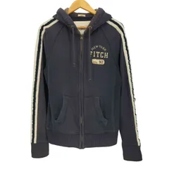 アバクロンビーアンドフィッチ Abercrombie ＆ Fitch NEW YORK FITCH 刺繍 サイドリブ ライン ジップパーカー Y2K メンズ import：M 