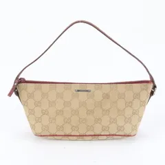 美品 グッチ GG キャンバス 07198 レザー ショルダーバッグ 肩掛け アクセサリーポーチ ベージュ ハンド レディース MWE DI10-1【中古】