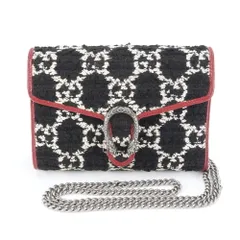 極美品 グッチ ディオニュソス GG柄 チェーン ショルダー ウォレット バッグ 401231 長財布 ブラック 黒 レディース ERM DI5-5【中古】