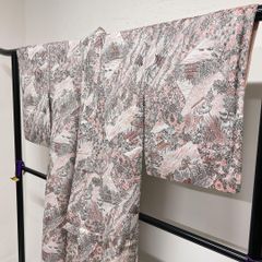 小紋　金彩　梅花　鹿の子　青海波　七宝　芝草地紋　着物　017tz 小紋 金彩 梅花 鹿の子 青海波 七宝 芝草地紋 着物 017tz - メルカリ