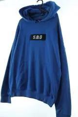 (L-2XL) O!Oi フード付きTシャツ オーバーサイズ ブルー ロゴ-16D36