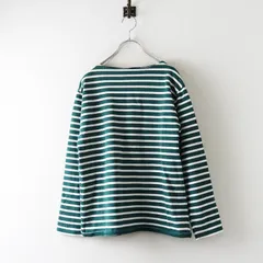 セントジェームス SAINT JAMES ウェッソン OUESSANT コットン ボーダーバスクシャツ F3 グリーン×ボーダー┃【2400014733853】