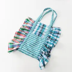 ニコアンド niko and オリジナルマルチチェックフリルトートバッグ グリーン┃TOTE BAG かばん カバン【2400014766059】
