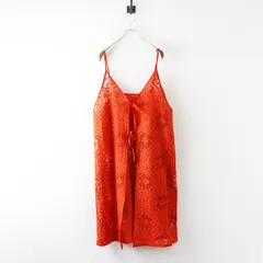 美品 2025年 ニコアンド niko and レース編み 2WAYキャミワンピース FREE オレンジ┃レイヤードドレス チュニック【2400014766097】