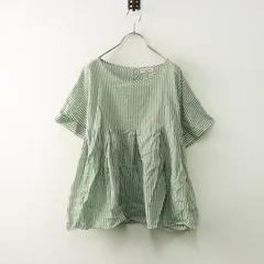 サマンサモスモス Samansa Mos2 SM2 コットン ノーカラー タックブラウス∥グリーン ホワイト トップス 半袖 フレア【2400014439731】