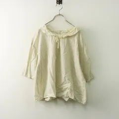 サマンサモスモス Samansa Mos2 SM2 レース襟付き ストライプ柄 ブラウス∥アイボリー シャツトップス 長袖 プルオーバー【2400014439762】