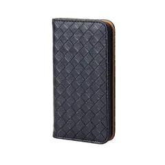 新品 ELECOM iPhone SE/5S レザーカバー 手帳型 横型フラップ 編みこみ PM-A16SPLFMBK PM-A16SPLFMBK