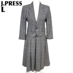 【美品】 J.PRESS スカートセットアップスーツ L/W60 グレーチェック