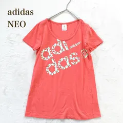 アディダスネオ 半袖Tシャツ（M） ロゴプリント コーラルピンク コットンスポーツ